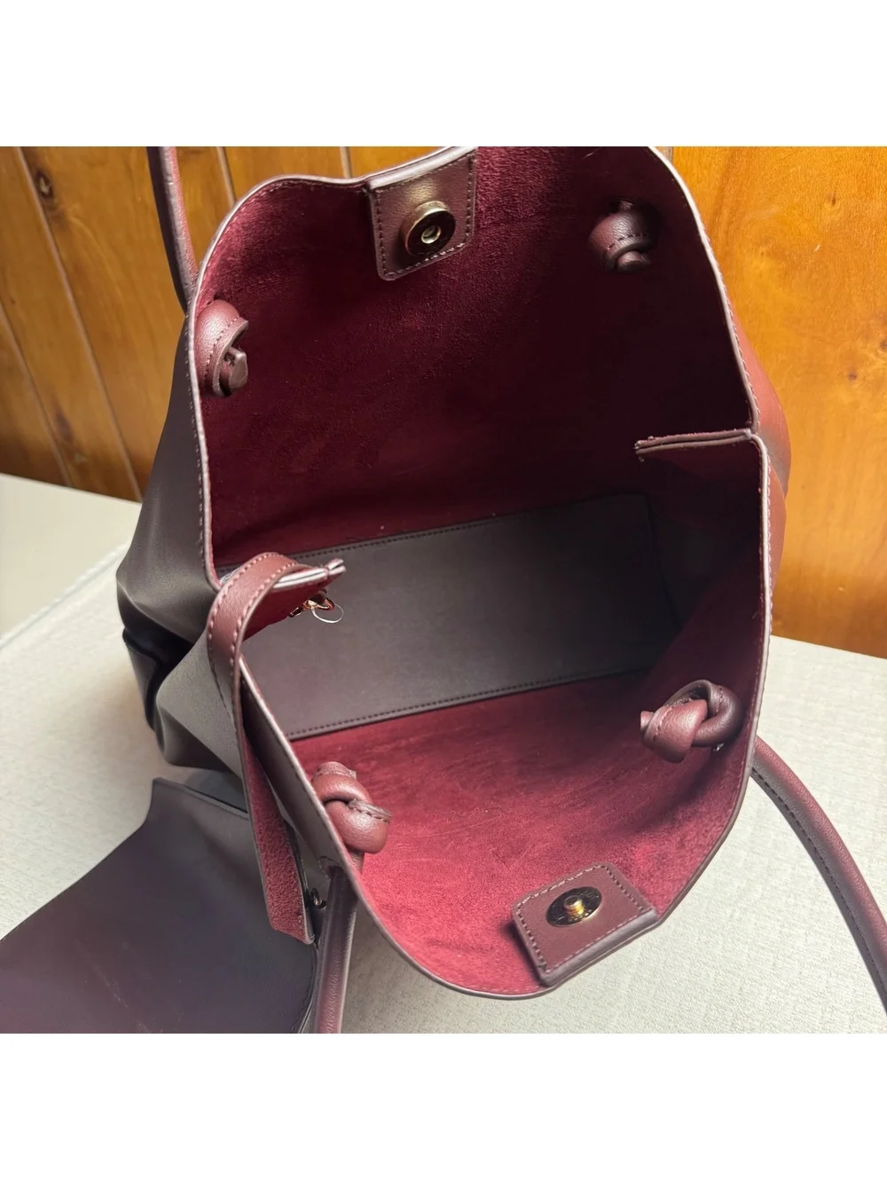 Jones New York Signature Burgundy Tote Bag With Matching Wristlet Large Shoulder